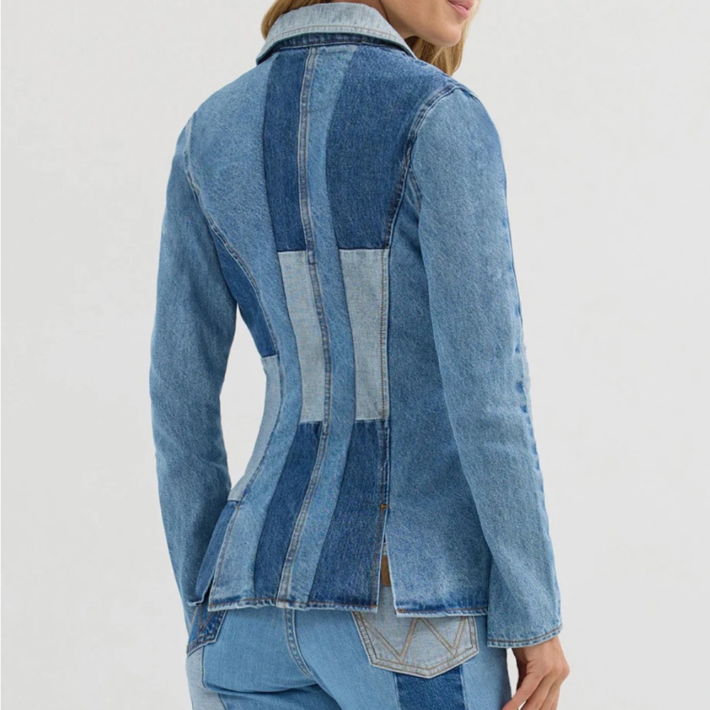 Wrangler x Lainey W Patchwork Denim Blazer Jacket • Rare Collab • Size Large - Picture 3 of 15
